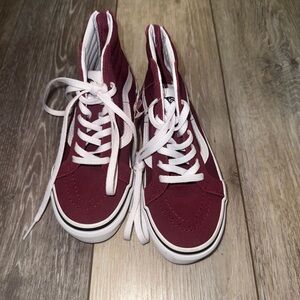 VANS Sk8 Hi Lite Zips Port Royal Wine Burgundy Classic High Top Kids sz 12.5
